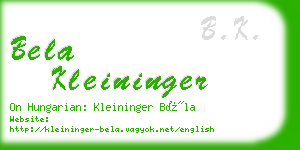 bela kleininger business card